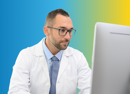 Doctor using his computer
